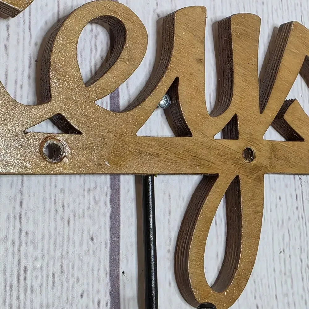 Wooden “Keys” Wall Hook Rack Entryway Organizer with 3 Hooks